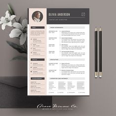 a professional resume template with an elegant cover letter and black accents on the front page