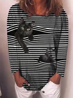 Buy More, SAVE More!

 

Cat Print Round Neck Long Sleeve Women's T-shirt Spring T Shirts, Striped Cat, Casual Long Sleeve Shirts, Long Sleeve Tops Casual, Round Neck Tops, Animal Shirts, Online Tops, Basic Tops, Long Sleeve Tunic