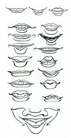 a drawing of different mouth shapes