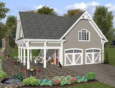 this is an artist's rendering of a red barn style home