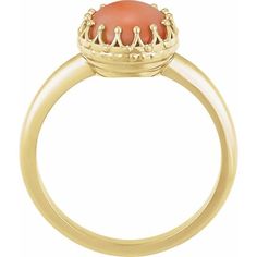 71560 / Set / 14K Yellow / Natural Pink Coral / Round / 5 Mm / Polished / Natural Pink Coral Ring 14k Gold Rings With Cabochon Round Stone, Gold Oval Cabochon Birthstone Ring, 14k Gold Cabochon Rings With Round Band, 14k Gold Cabochon Ring With Round Band, Classic Stackable Moonstone Ring, Classic Cabochon Rings With Round Band, Classic Cabochon Ring With Round Band, Classic Cabochon Round Band Rings, 14k Gold Cabochon Rings