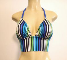 Tankini top with short body and tie halter neck. Triangle top style with little gathers under the bust. Folded fabric under rib band for support. No wires or pads in tops.  Can be ordered in other color/prints. Please provide bra size, bust, rib, measurements. Multicolor Triangle Top Tankini, Tankini With Shorts, Folded Fabric, Triangle Top, Find Your Style, Tankini Top, Monokini, Swimwear Tops, Bra Sizes