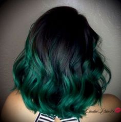 Hair Color Emerald Green, Teal Hair Color, Emerald Green Hair, Emerald Hair, Dark Green Hair, Grey Ombre Hair, Green Hair Dye, Hair Color Asian