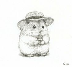 a drawing of a hamster wearing a hat