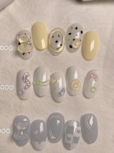 Korean Bubble Nails, 3d Korean Nails, Fabulous Nails Classy, Korean 3d Nail Art, Short 3d Nails, Asian Nails, Hello Nails, Subtle Nails, Korean Nails