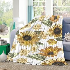 PRICES MAY VARY. Polyester,fleece,flannel THE BEST MATERIAL AND SIZE: 50x80inch; Our sunflowers throw blanket is made of Polyester material. This lightweight floral blanket is super soft, durable. It's also wrinkle and non-fade. OCCASIONS: You can enjoy our sunflower blanket’s warmth in the lunch break, office working, living room entertainment, study reading, travelling, tour, compartment warm, TV time, Air-Conditioner Room, airplane, indoor/inside or outdoor/outside also easy to carry. LUXURIO Sunflower Blanket, Throw Blanket For Bed, Guest Room Bed, Couch Blanket, Warm Decor, Living Room Entertainment, Comfort Blanket, Sofa Cushion Covers, Living Room Spaces