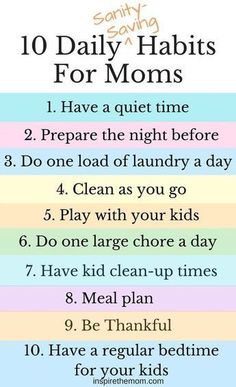 the 10 daily habit for moms with text overlaying that reads,'10 daily