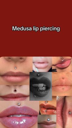 multiple images of different types of lip piercings