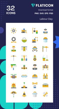 the flat icon pack includes 32 different icons