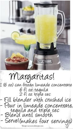 a recipe for making margaritas in a blender