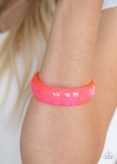 Major Material Girl - Pink - Bracelets - Paparazzi Accessories Paparazzi Jewelry Images, Bling Party, Acrylic Bracelet, Resin Bangles, Pink Acrylic, Pink Acrylics, Paparazzi Accessories, Material Girl, Chic Jewelry