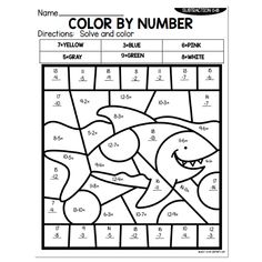 an ocean color by number page for kids