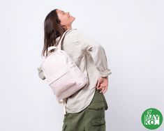 "👜 Our Waxed Canvas Backpack is 100% handmade from high-quality cotton waxed canvas and is water-resistant 👜 This sturdy bag is made with comfy-to-touch 16 oz wax canvas and is water-resistant. It is designed as a practical and stylish bag in a minimalist style that will serve you as your everyday laptop bag or as your travel bag. We offer the Laptop Backpack in TWO sizes, small & large. The backpack is practical yet elegant and has two compartments. The main large one can hold your documents, Everyday Cotton Backpack With Canvas Lining, Everyday Cotton Backpack With Waxed Finish, Casual Everyday Waxed Canvas Backpack, Casual Beige Cotton Backpack, Casual Everyday Backpack With Waxed Finish, Wax Canvas, Waxed Canvas Backpack, Canvas Travel Bag, Monogram Backpack