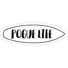 a black and white sticker with the word pog life written in cursive writing