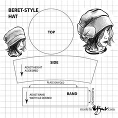 a diagram showing how to make a beret - style hat for the hipster