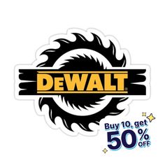 a sticker that says dewt buy 10 get 50 % off