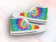 These cute and colorful rainbow shoes are sure to attrack some attention ! Our custom made shoes will make the best gift for any occasion! All of our sneakers are custom-made-to-order and handcrafted to the highest quality standards Check out more of our footwear here: https://www.etsy.com/shop/unicornshoesshop/ Product Name: Colorful Rainbow Shoes | Tie Dye Sneakers | Spiral Rainbow Shoes, Custom High Tops Sneakers For Adults Women Men Girls & Boys Product Features; ▶ Full canvas double sid Colorful Fun Sneakers For Summer, Colorful Fun Sneakers For Spring, Rainbow Colored Sneakers With Rubber Sole For Spring, Spring Rainbow Sneakers With Rubber Sole, Fun Rainbow Sneakers For Spring, Rainbow High-top Sneakers For Spring, Spring Rainbow High-top Sneakers, Rainbow Slip-on Casual Sneakers, Casual Rainbow Slip-on Sneakers