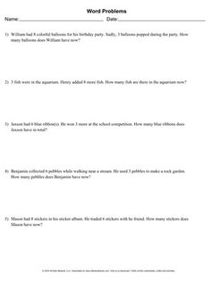 the word problems worksheet