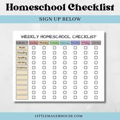 a sign up sheet for homeschool checklist