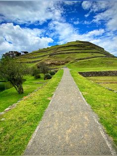 a long path going up the side of a hill