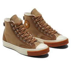 These Look Even Better In Real Life. Super Neutral Shoe! F4 Fall Khaki Sneakers With Round Toe, Khaki Round Toe Sneakers For Fall, Khaki Leather Sneakers For Fall, Leather Khaki Sneakers For Fall, Sporty Brown High-top Canvas Sneakers, Sporty Brown Canvas High-top Sneakers, Retro Brown Sneakers For Outdoor, Retro Brown Outdoor Sneakers, Winter Canvas Sneakers With Round Toe