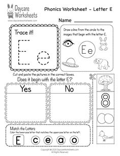 printable worksheet for beginning and ending the letter e with pictures on it