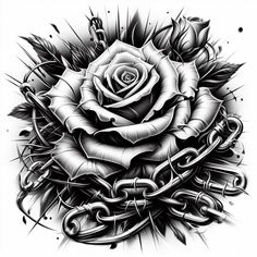 black and white rose tattoo design