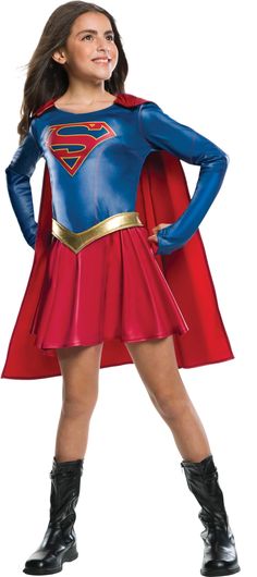 PRICES MAY VARY. OFFICIALLY LICENSED Supergirl TV Series costume dress; look for trademark on packaging and label to help ensure you have received authentic, safety-tested merchandise LONG SLEEVE dress; blue top with red and gold House of El "S" symbol printed on front and red metallic-flared skirt bottom; metallic gold waist belt and removable red cape READ BEFORE BUYING: Costumes are not sized the same as apparel, please review the Rubie's CHILD SIZE CHART IN IMAGES, reviews and Q & A for best Supergirl Movie, Supergirl Outfit, Superhero Fancy Dress, Flash Costume, Supergirl Costume, Supergirl Tv, Fancy Dress Halloween Costumes, Kids Costumes Girls, Fancy Dress Up