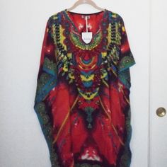 Nwt Jovie Kaftan. One Size Fits Most ( M- Xl). 38" Long And 40" Wide Hidden Pockets On The Sides Material: 100% Polyester Made In India Casual Red V-neck Kaftan, Casual Red Printed Kaftan, Casual Multicolor Kaftan With Vibrant Print, Red Floral Print Kaftan For Festival, Vibrant Red Kaftan For Vacation, Vibrant Red Summer Kaftan, Red Vibrant Print Kaftan For Summer, Red Vibrant Print Summer Kaftan, Red Floral Print V-neck Kaftan