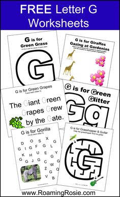 four free letter g worksheets for children