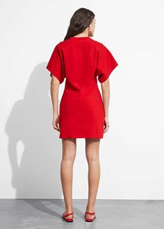 Jersey Mini Dress - Red - Mini dresses - & Other Stories US Cotton A-line Dress With Buttons, Modern A-line Cotton Dress, Modern Cotton A-line Dress, Modern Fitted Cotton Dresses, Modern Knee-length Cotton Dress, Cotton A-line Mini Dress For Daywear, Cotton V-neck Workwear Dress, Knee-length Cotton Mini Dress For Daywear, Cotton Knee-length Mini Dress For Daywear