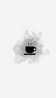 a coffee cup with steam rising out of it's side on a white background