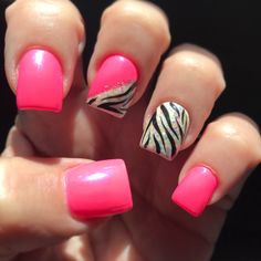 Zebra nails Zebra Stripe Nails, Zebra Nail Art, Nail Art Stripes, Striped Nails, Zebra Nail Colorful Zebra Nails, Zebra Acrylic Nails, Zebra Stripe Nails, Zebra Nail Designs, Zebra Nail Art, Zebra Print Nails, Nail Art Stripes