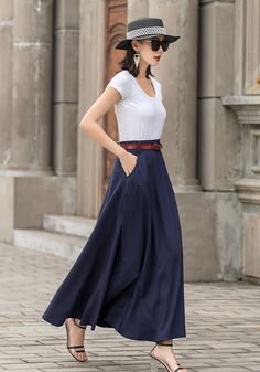 Chic Maxi Length Solid Color Skirt, Elegant Full Length Solid Color Maxi Skirt, Chic Solid Color Maxi Skirt, Solid Color Maxi Skirt For Summer, Summer Maxi Skirt In Solid Color, Spring Pleated Wide-leg Maxi Dress, Spring Wide Leg Pleated Maxi Dress, Spring Full Length Maxi Skirt With Pockets, Chic Full-length Solid Color Skirt