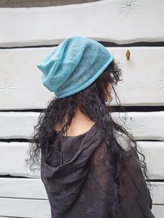 "Handmade hat made from 100% pure linen. In the photos \"Natural & Black melange\", \"Green\", \"Blue\" and \"Turquoise\" colors are demonstrated. For seeing more hats, summer hats, slouchy hats photos: https://www.etsy.com/listing/938246708/linen-beanie-knit-summer-hat-double?ref=shop_home_active_2&pro=1&frs=1 Linen is one of the strongest and most durable natural fibers - the ancient Egyptians used linen for mummification, and the US uses it blended with cotton for dollar bills! Li Kimono Wrap Top, Linen Wrap Top, Summer Beanie, Slouchy Hats, Knit Summer, Hats Summer, Linen Kimono, Linen Lights, Dollar Bills