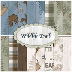 a set of four different patterns with the words wildlife trail on them