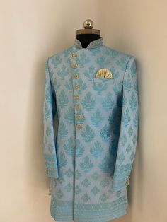 Set the fashion bar high with this stylish designer sherwani for groom, exclusively available at our store. Get the right size now and keep trending! Colour options available Customisation available Sherwani Pakistani, Cream Sherwani, White Sherwani, Mens Ethnic Wear, Groom Sherwani, Sherwani Groom, Mens Sherwani, Men's Kurta, Mens Kurta