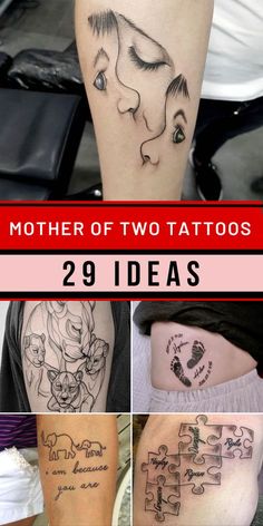 some tattoos that have different designs on them