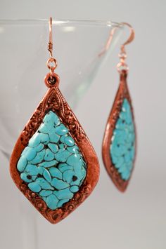 Until you pick these babies up you won't believe they aren't the real thing! I create the faux turquoise from polymer clay. The frame was created from molding a metal frame and then recreating it in polymer to make these earrings super lightweight. Choose from faux silver or faux copper frames. Surgical steel ear wires. Length equals approximately 3 inches from top of ear wire. About 1.5 inches across at widest point. Earrings include rubber stoppers to prevent them from falling out of your ears Trendy Nail Art Designs, Earrings Polymer, Copper Frame, Polymer Earrings, Trendy Nail, Earrings Polymer Clay, Henna Tattoo Designs, Geek Gifts, Handcrafted Earrings