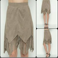 Perfect Fall Skirt #Fall #Fringe #Boho Fall Festival Fringe Skirt, Bohemian Fringe Bottoms For Fall, Bohemian Fringed Bottoms For Fall, Bohemian Brown Bottoms With Fringe, Bohemian Brown Fringe Bottoms, Casual Fringe Skirt For Fall, Bohemian Knee-length Skirt For Fall, Beige Fringe Skirt, Brown Fringe Mini Skirt