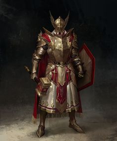 Wood Armor Fantasy Art, Gold Knight Fantasy Art, Male Paladin Art, Fantasy Armor Art, Phoenix Knight, Red And Gold Armor, Armor Rpg, Legendary Armor, Gold Armour