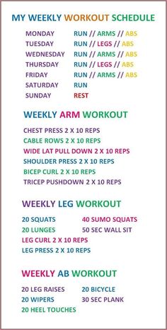 an exercise poster with the words, my weekly workout schedule for women in rainbow colors