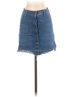 Zara Denim Skirt Size: X-Small Bottoms - used. 1% Spandex, 99% Cotton | Zara Denim Skirt: Blue Bottoms - Size X-Small Cheap Zara Denim Skirt, Zara Denim Skirt, Blue Denim Skirt, Blue Solid, Casual Skirt, Denim Skirt, Handbags For Women, Womens Bottoms, Blue Denim