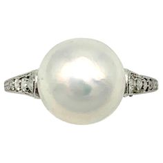 This elegant Belle Époque ring was crafted around 1900. It is made from platinum and is set with a beautiful white natural oriental salt water bouton pearl. The bouton pearl has a balanced harmonious perfect shape. The surface radiates a wonderful lustre. The finely engraved ring shoulders are set with cut diamonds. The reverse and the sides of the platinum ring head are also decorated with diamonds. The ring comes with the original certificate no 037198 from DSEF German Gem Lab in Idar Oberstei Engraved Ring, Antique Ring, Platinum Ring, Salt And Water, Belle Epoque, Engraved Rings, Jewelry Rings Engagement, Pearl Ring, Ring Verlobung