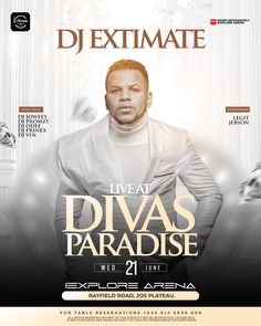 the flyer for dj extimate's live at divas paradise