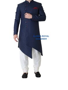 "This dress is shipped to you via a fast shipping so that normally the product is delivered to you in 3 to 5 days Package Include : Indo western + Chodidar pyjama Additional Information 1 Mojris, Stoles, Turban, And Other Accessories Are Not Sold Along With The Dress. Additional Information 2 As This Indo western/ Sherwani/ Waistcoat/ Kurta Are Made As Per Orders So Kindly Choose Custom made men quilted wedding sherwani, Royal achkan, Indo western / sherwani, Indian wedding Suit, Men Silk sherwa Formal Bollywood Salwar Kameez With Cutdana, Formal Churidar With Dupatta For Navratri, Festive Party Bandhgala Straight Kurta, Eid Party Bandhgala Straight Kurta, Bollywood Style Bandhgala With Straight Kurta, Formal Festive Art Silk Anarkali Set, Festive Formal Anarkali Set In Art Silk, Festive Formal Art Silk Anarkali Set, Formal Semi-stitched Salwar Kameez With Cutdana