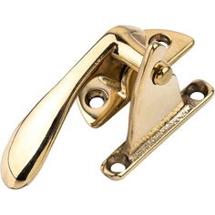 an image of a pair of brass plated door latches on white background with clippings