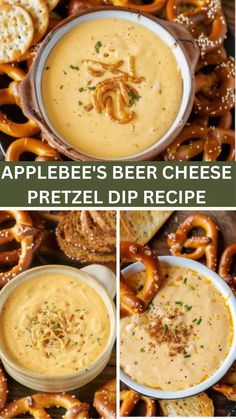 applebee's beer cheese pretzel dip recipe with pretzels in the background