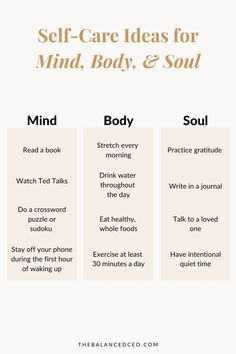 Here are self-care ideas to help nourish your mind, body, and soul! Take Care Of Your Mind, Body Quotes, Take Care Of Your Body, Wellness Quotes, Body Balance, Soul Quotes, Mind Body And Soul, Care Quotes, Mind Body Spirit