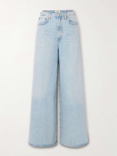 AGOLDE Nolan high-rise wide-leg jeans Summer Style Guide, High Rise Wide Leg Jeans, Fashion Drawing Dresses, Flat Dress Shoes, Dress Flats, Really Cute Outfits, Light Denim, Everyday Wardrobe, Jeans Dress